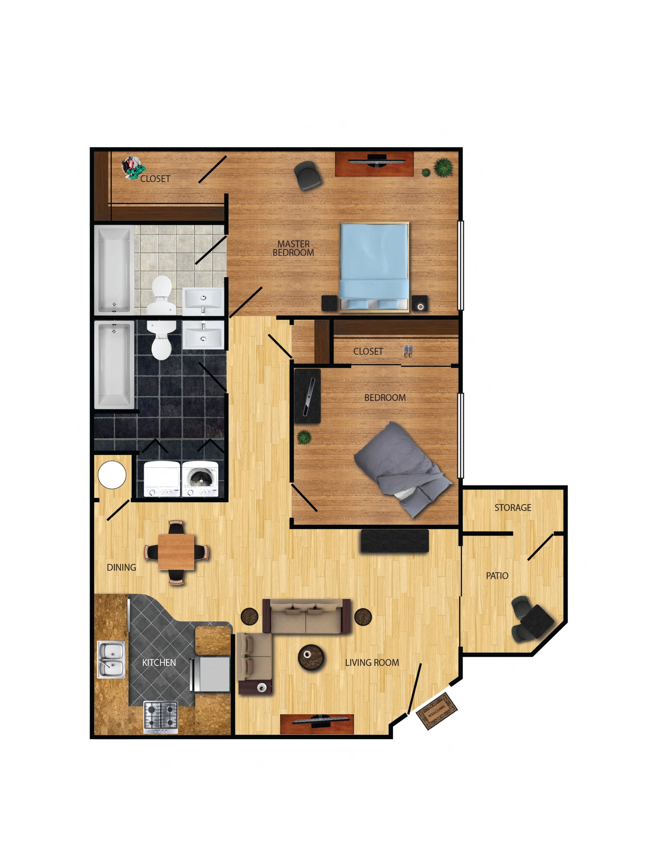 2 bedroom 2 bathroom floor plan at Crescent Ridge in Tucson, AZ